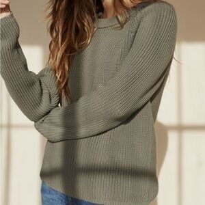 Jenni Kayne Cotton Fisherman Sweater in Eucalyptus Green